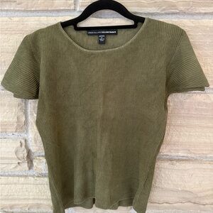 Ellen Tracy Green Fitted Silk Short Sleeve T-Shirt size PS